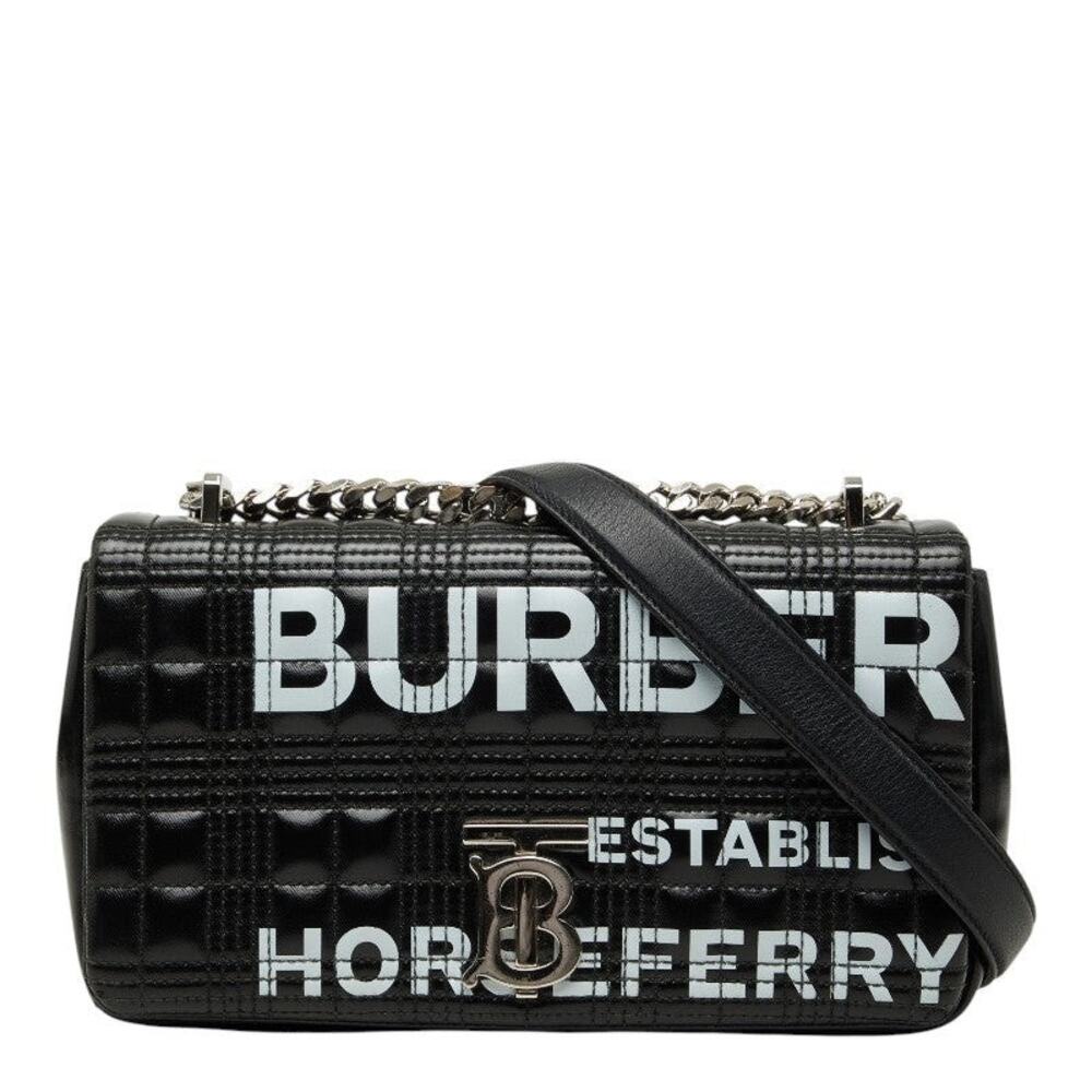 Burberry Horseferry TB Logo Quilted Chain Shoulder Bag Black
